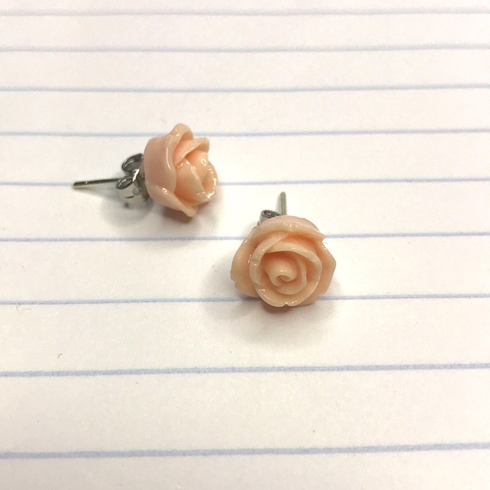 Blush pink rose earrings